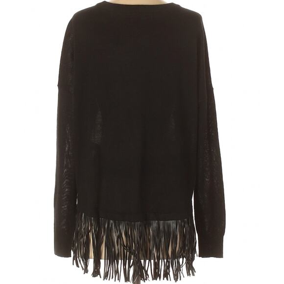 5/48 Indie Chic Black Pullover Sweater with Fringed Hem SMALL ~ Grunge Punk Rave - Picture 2 of 9